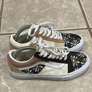 Vans divine energy old skool floral rare Cream black and tan patchwork shoes